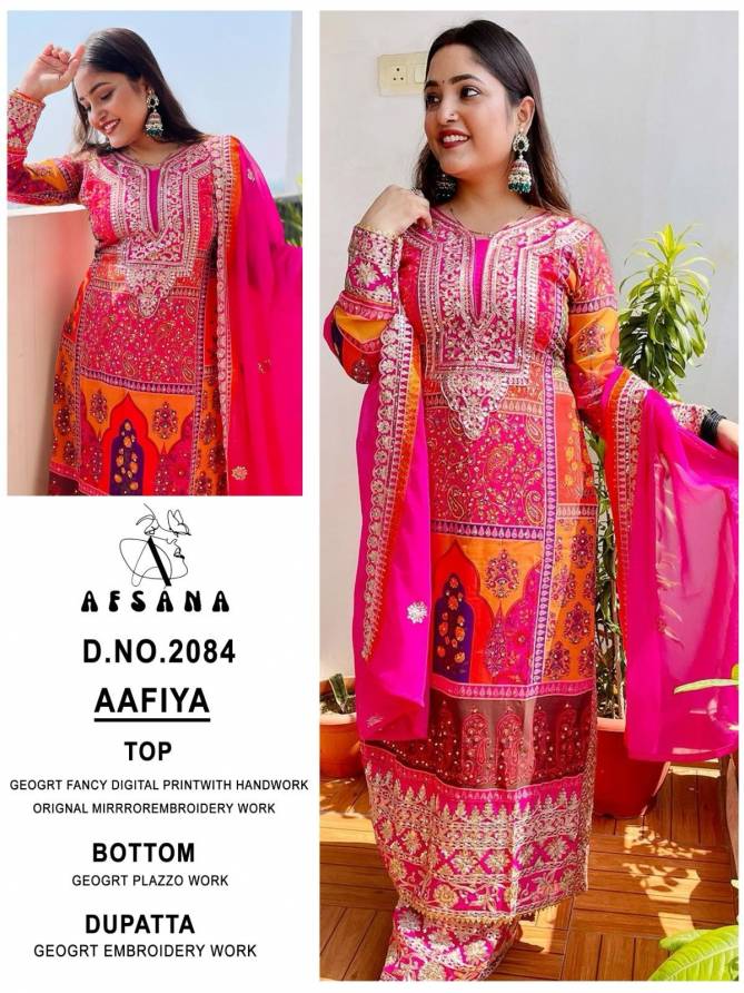 Aafiya 2084 Georgette Printed Kurti With Bottom Dupatta Wholesale In Delhi